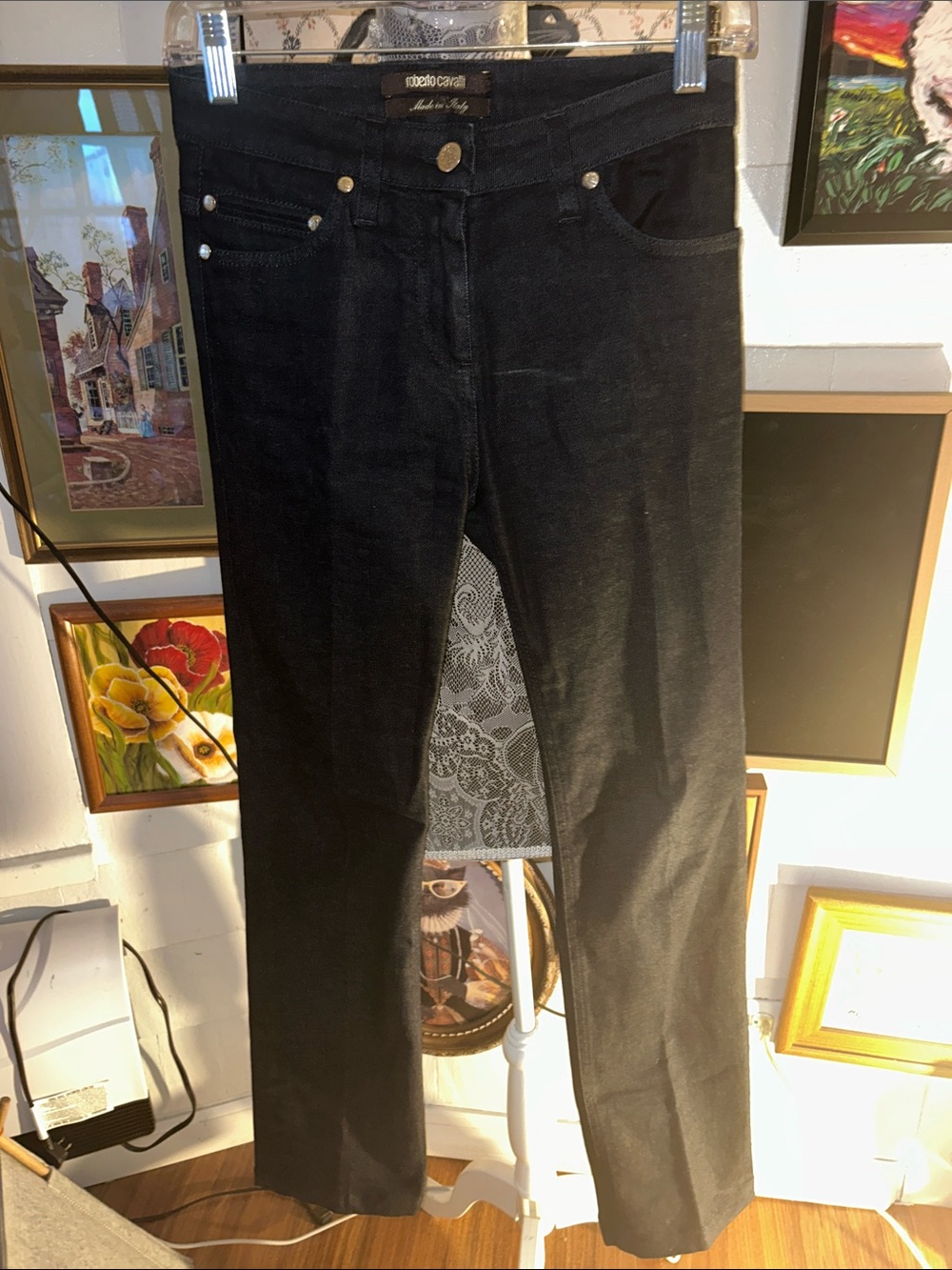 Roberto Cavalli Women's Black Straight Leg Jeans with Subtle Hardware